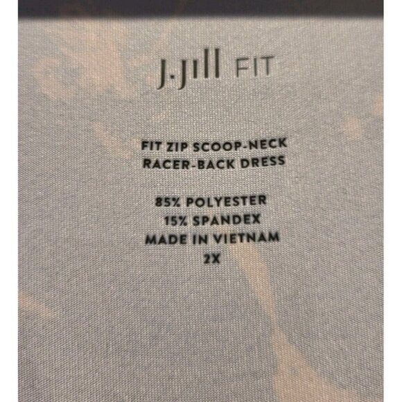 J Jill Fit Zip Scoop Neck Racer Back Dress Stretch Sleeveless Blue Floral 2X - Picture 6 of 6